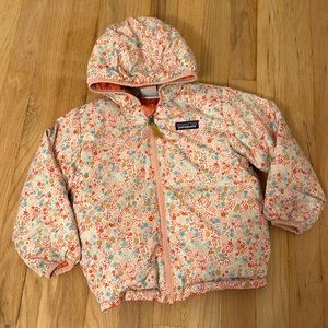 Patagonia girls reversible floral/pink puffer jacket size 4T